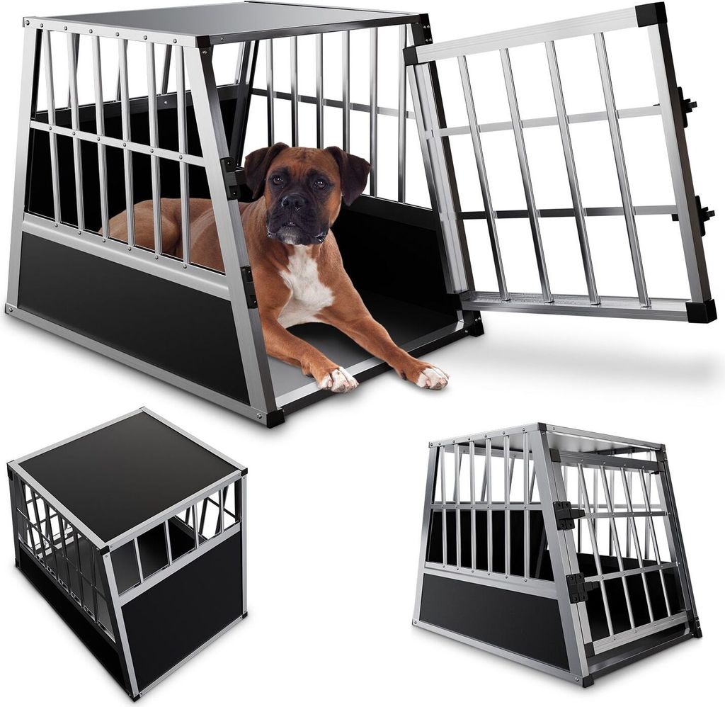 Juskys Alu Hunde-Transportbox L - 90 × 65 × 69 cm – Auto Produktbild 