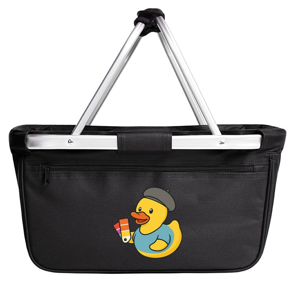 Huuraa Einkaufskorb Quietscheente Grafikdesign Comic Gummiente 20 Liter Black faltbarer Tragekorb Geschenkidee