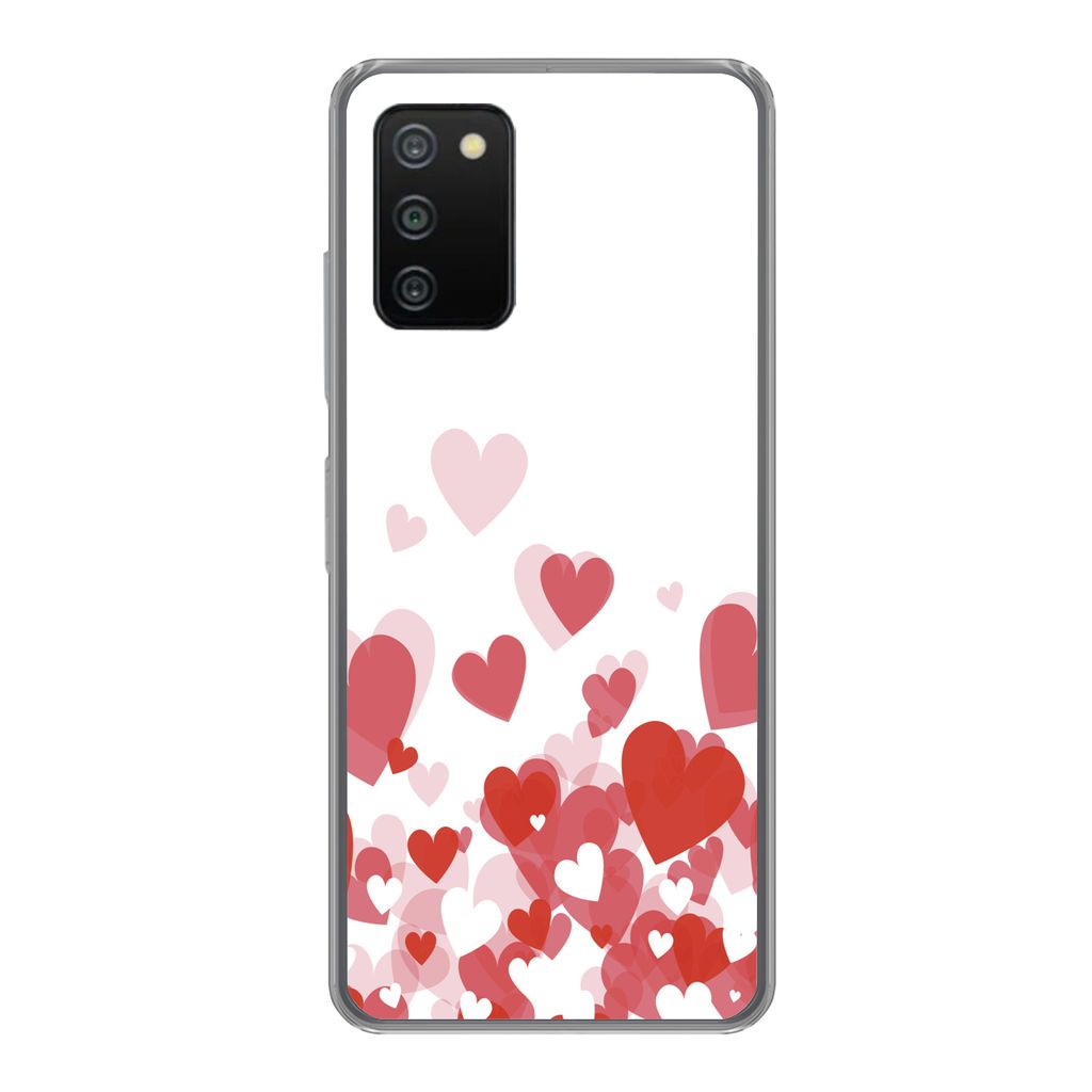 MuchoWow Handyhülle Schutzhülle Hülle für Samsung Galaxy A03s Eine Illustration eines Regens der Herzen Silikon Softcase Handy Hülle - Schutz