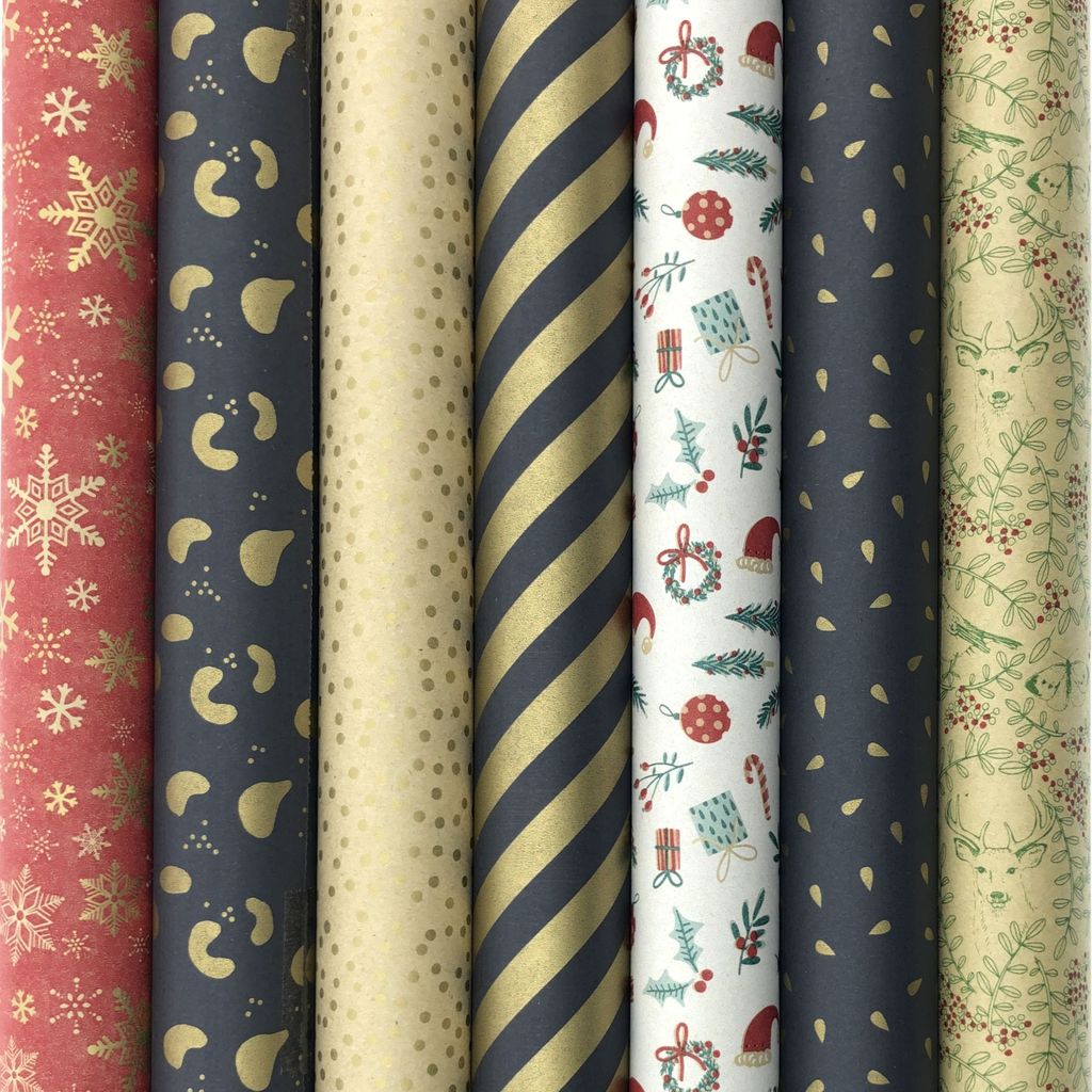Geschenkpapier Weihnachtspapier „Winter Garden“ und „Black Pearl“ – 200 x 70 cm – 7 Rollen