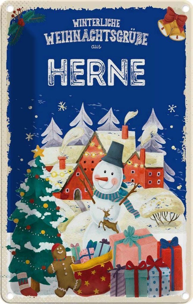vianmo Blechschild 30x20 cm Weihnachtsgrüße aus HERNE Weihnachten