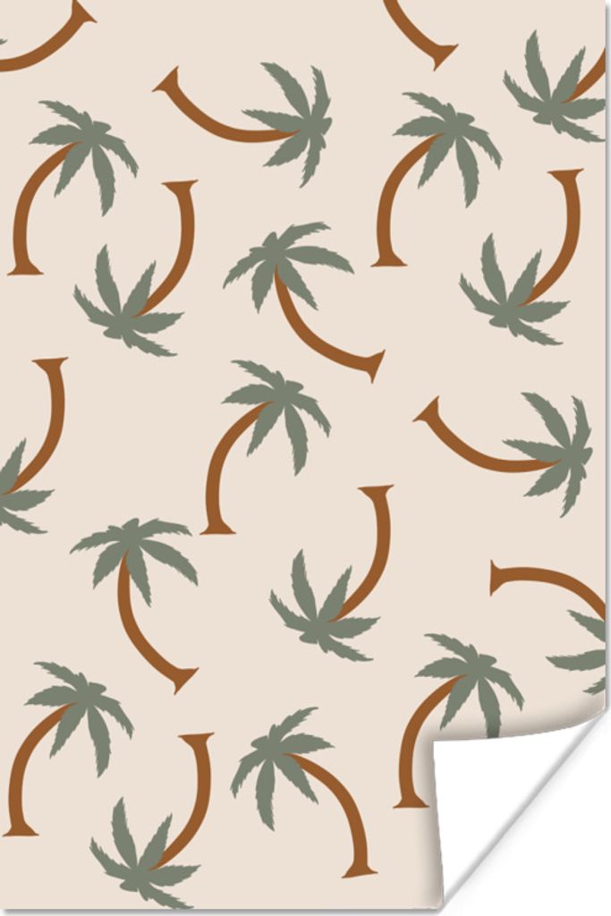 MuchoWow Poster Palme - Pastell - Muster 40x60 cm - Plakate für die Wand - Poster Babyzimmer