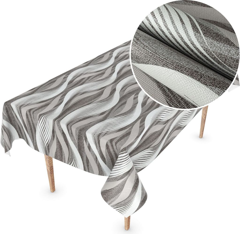 Tischdecke Wachstuch Premium Ornamente Grau Robust Wasserabweisend Breite 140 cm Länge 280 cm