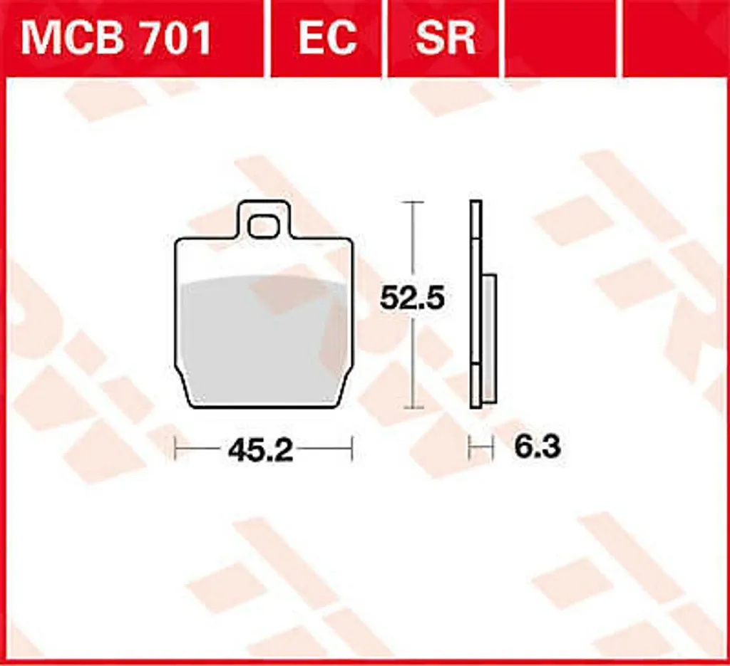 Jeu de Plaquettes de Frein Organiques TRW MCB 701 Haute Compatibilité
