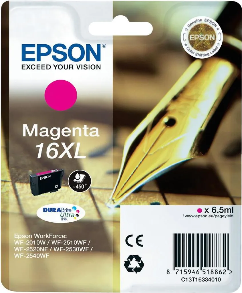 Cartuccia Epson 16XL Magenta T1633 Originale per WorkForce