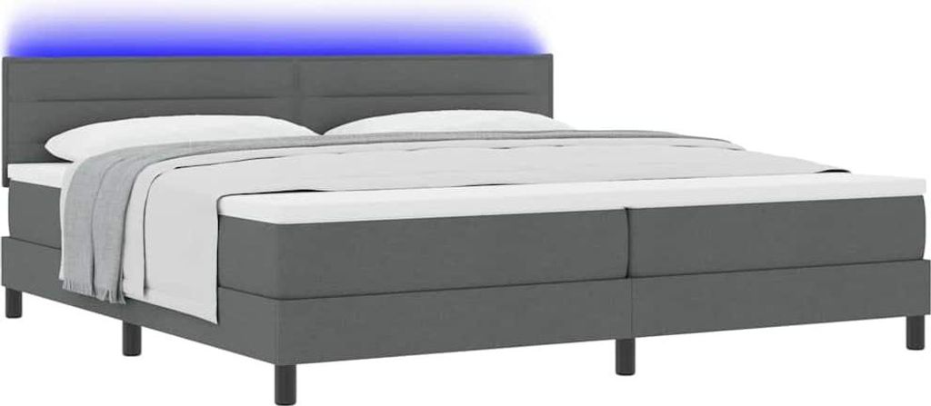 Boxspringbett mit Matratze Dunkelgrau 200 x 200 cm Stoff