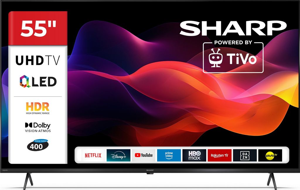 Sharp QLED Fernseher 55 Zoll Smart TV by TiVo 4K UHD Fernseher mit HDR Dolby Vision 55HM5745E (2026)