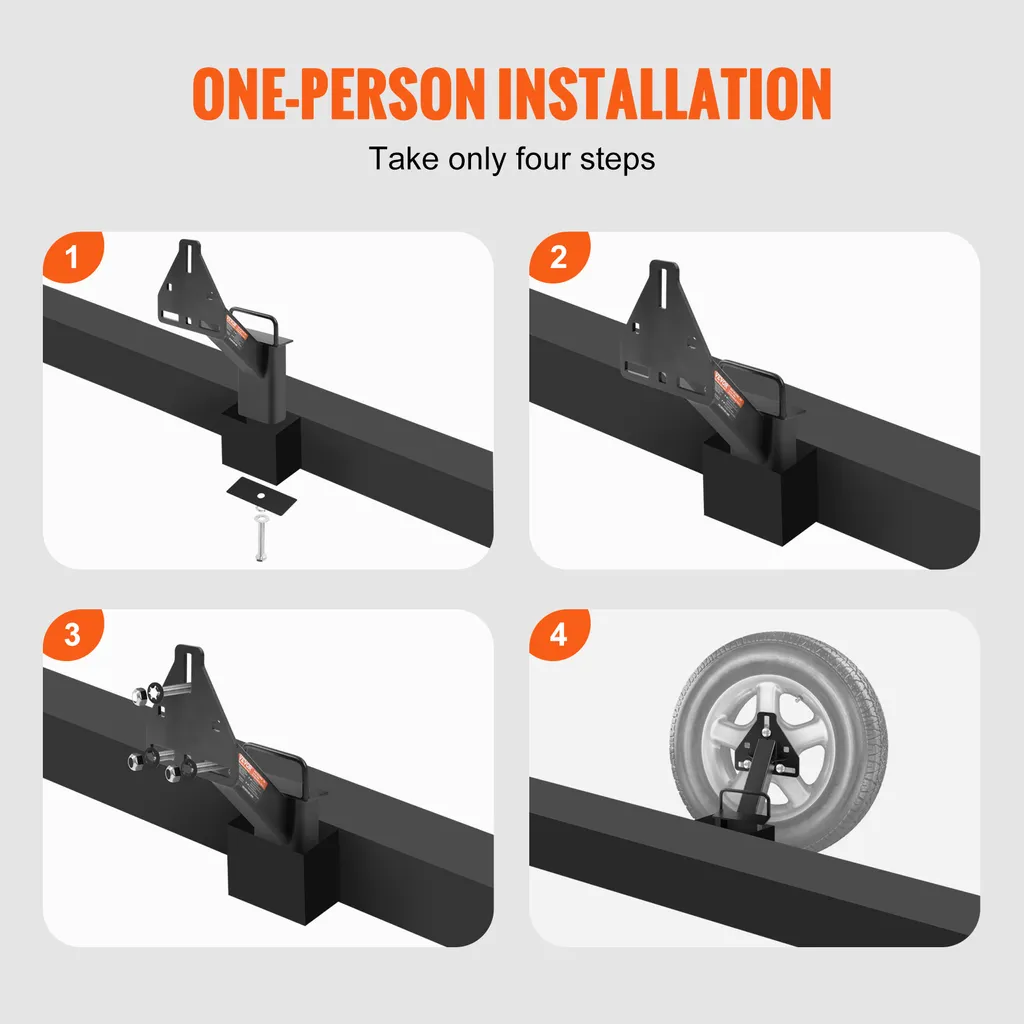 Porte-roue de Secours Universel pour Remorque Utilitaire VEVOR Noir