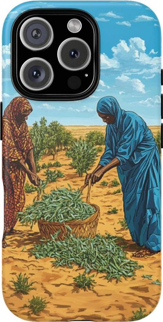 Erntehelferinnen in Wüstenlandschaft – Hülle Kompatibel mit iPhone 16 Pro