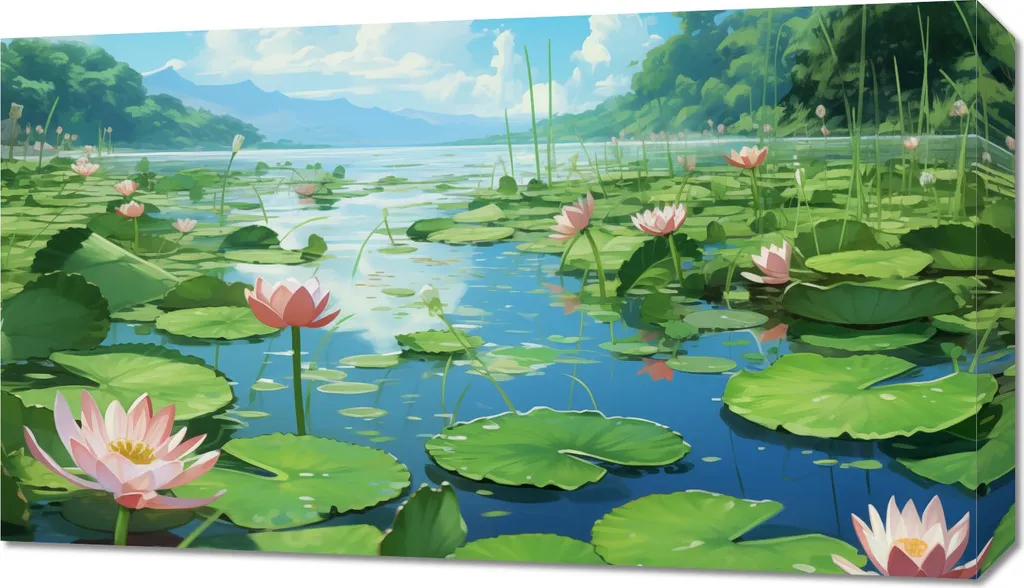 Quadro Moderno 70x40 Ninfee | Decorazione Parete Stile Impressionista