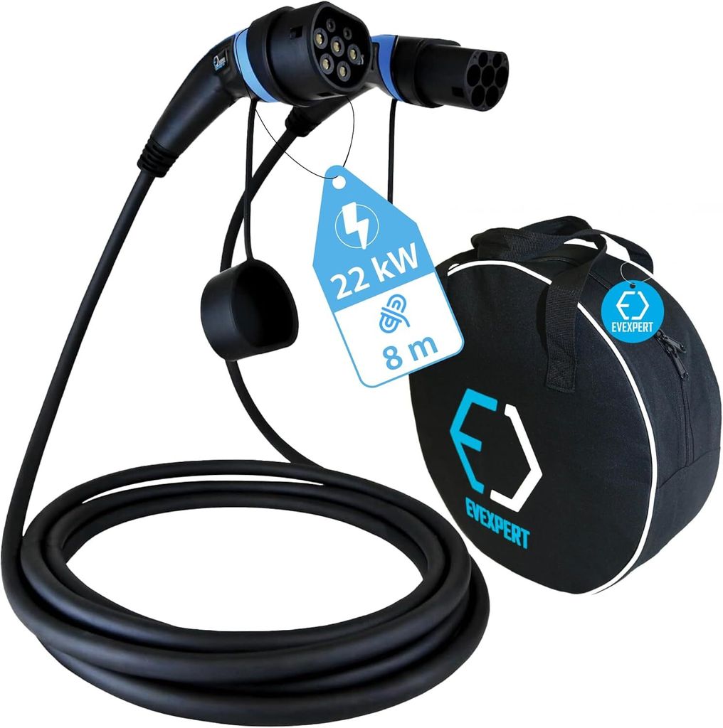 EV EXPERT Ladekabel TYP 2 | 32A | 3 Phasen | 22kW | 8m