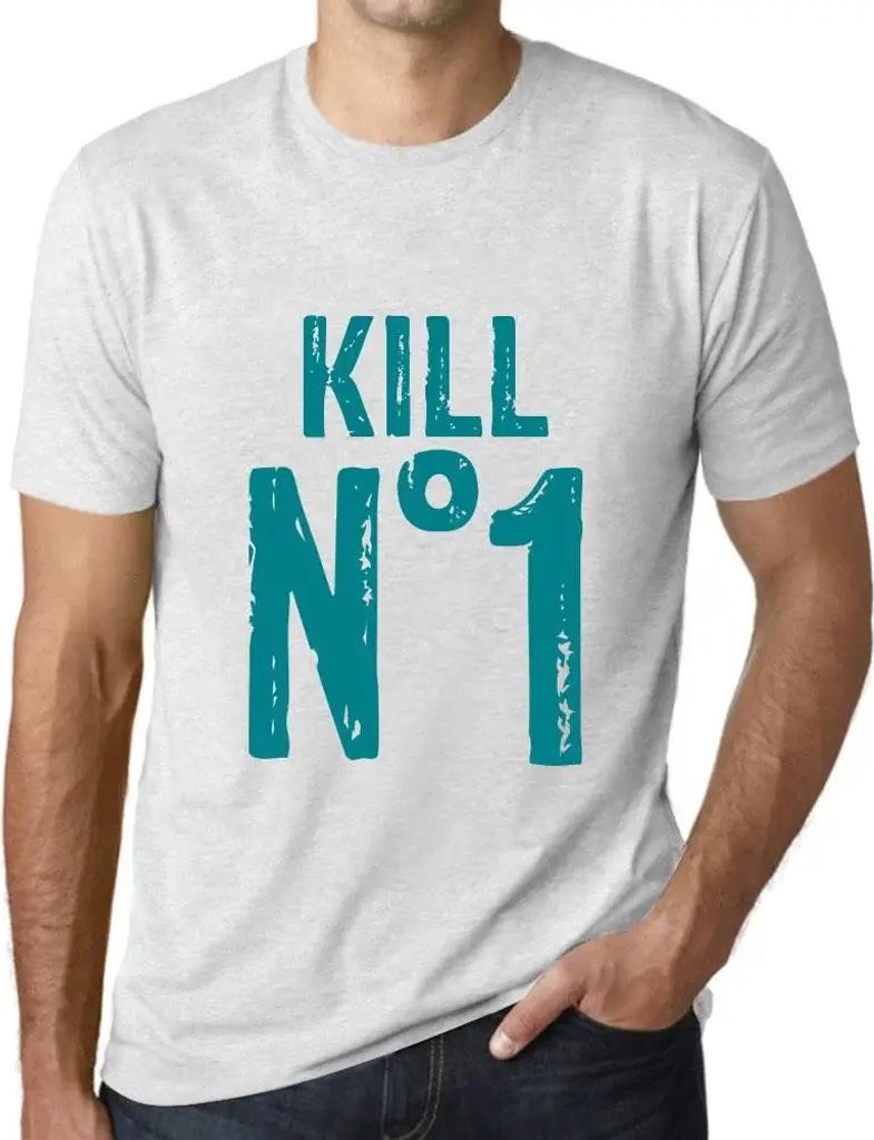 Herren Grafik T-Shirt Tötung Nr 1 – Kill No 1 – Öko-Verantwortlich Vintage Jahrgang Kurzarm Lustige Druck Geburtstag Geschenk Mann