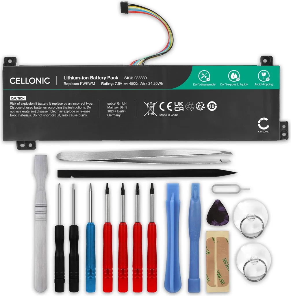 CELLONIC Batteria compatibile con Lenovo V130-15IGM, 15IKB, V330-14IKB, 15IKB, 15ISK V530-14IKB, 15IKB 4000mAh 7.6V + Set di strumento Ricambio per portatili, notebook, laptop