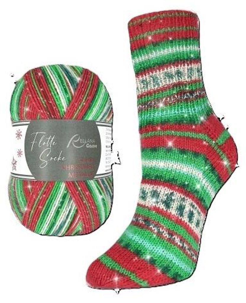Flotte Socke Christmas Sockenwolle 4-fach mit Glitzer 100g Produktbild 