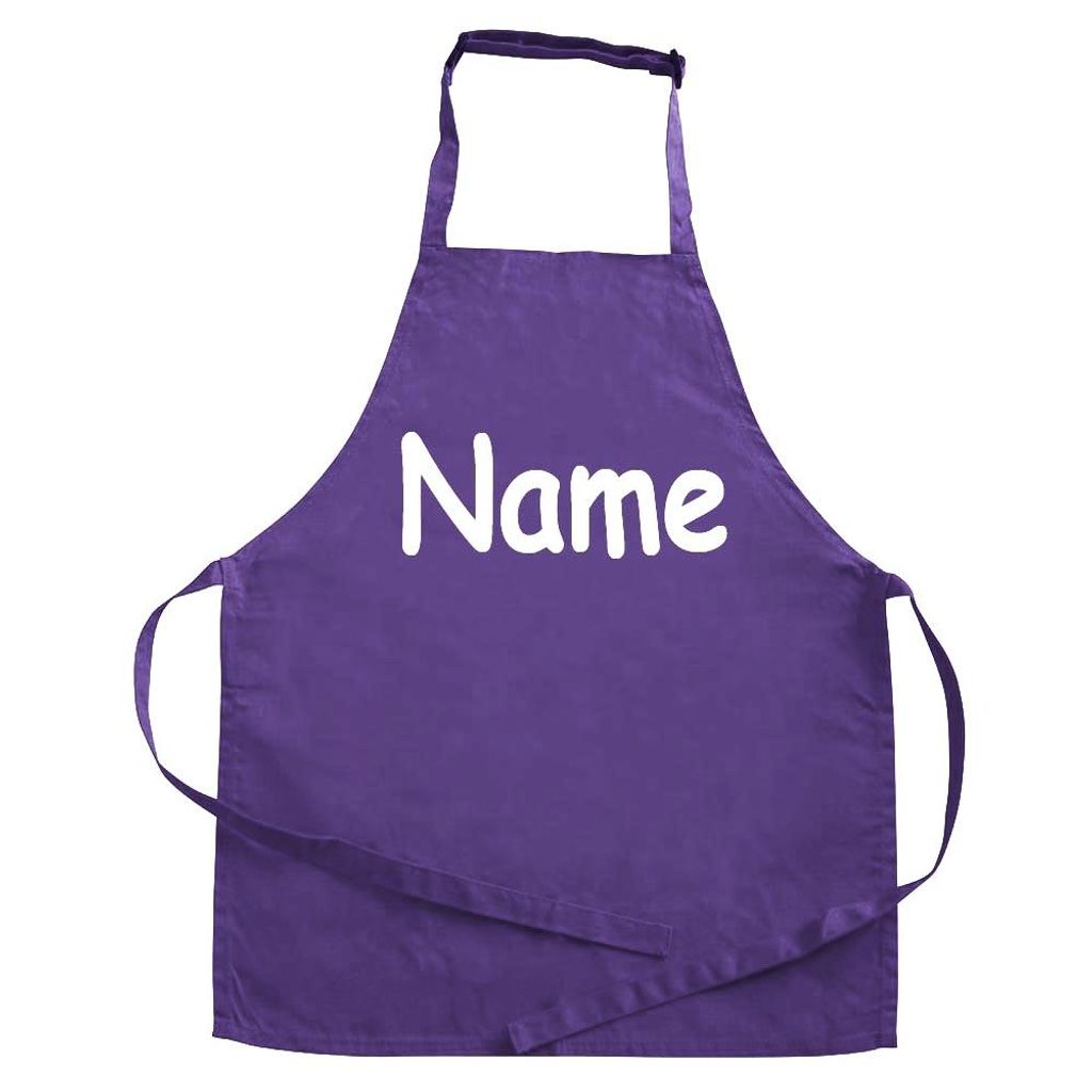 Personalisierte Schürze mit NAME bedruckt Kochschürze zum Backen, Kochen, Malen für Kinder und Erwachsene.Farbe:Lila,Größe:7-10 Jahre