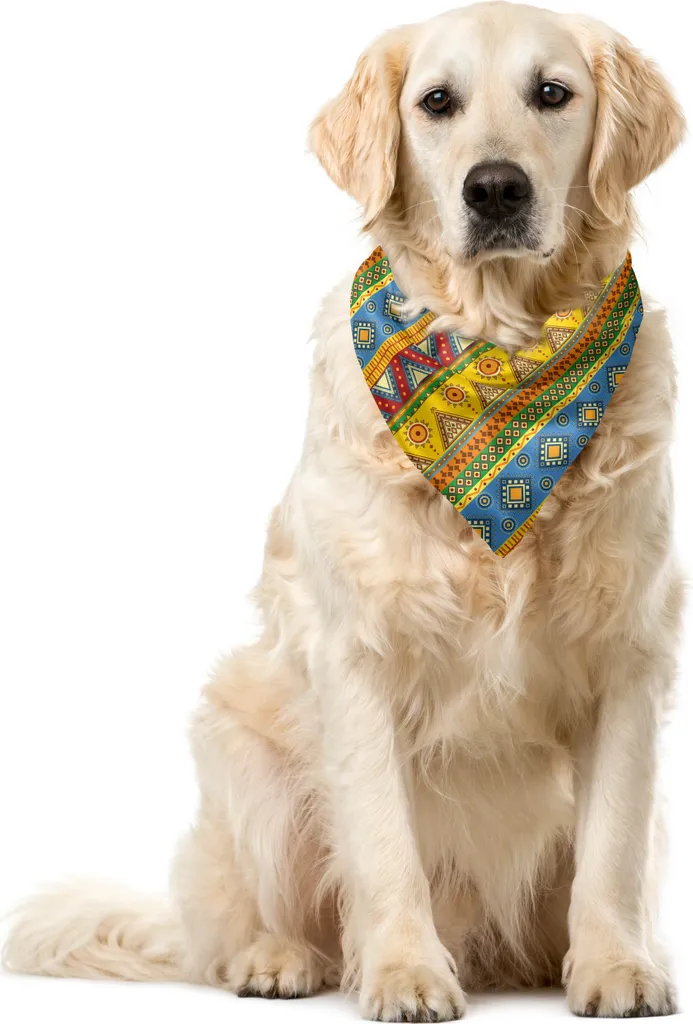 ABAKUHAUS Pet Bandana Messicana - Bordi Aztechi Resistenti 55x55 cm