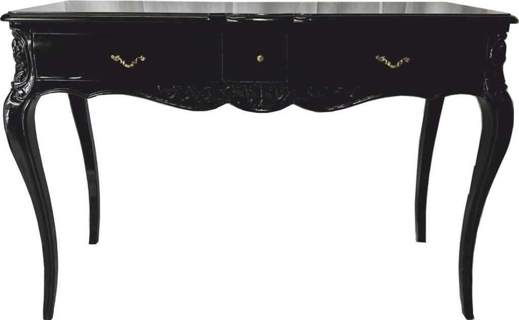 Casa Padrino Barock Sekretär mit 3 Schubladen Schwarz / Messing - Barock Büro Möbel