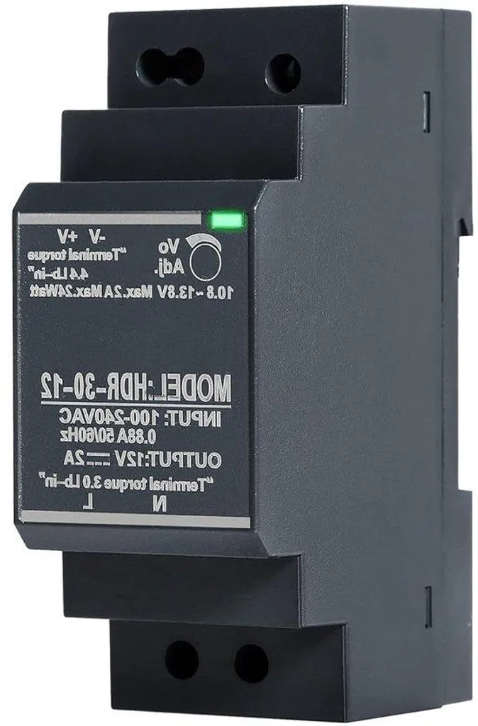 Transformateur rail DIN 12V 30W ultra compact avec protection court-circuit