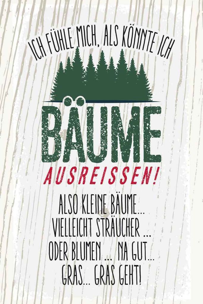 vianmo Holzschild 30x20 cm ich Bäume ausreissen! Gras geht