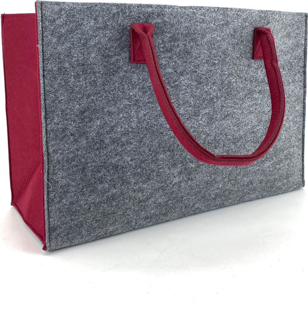 heimtexland Allzweck Filztasche Shopper Tragetasche Filz Einkaufstasche Einkaufskorb Kaminholz Korb Shopping Bag XL Tasche Typ717 Grau Bordeaux