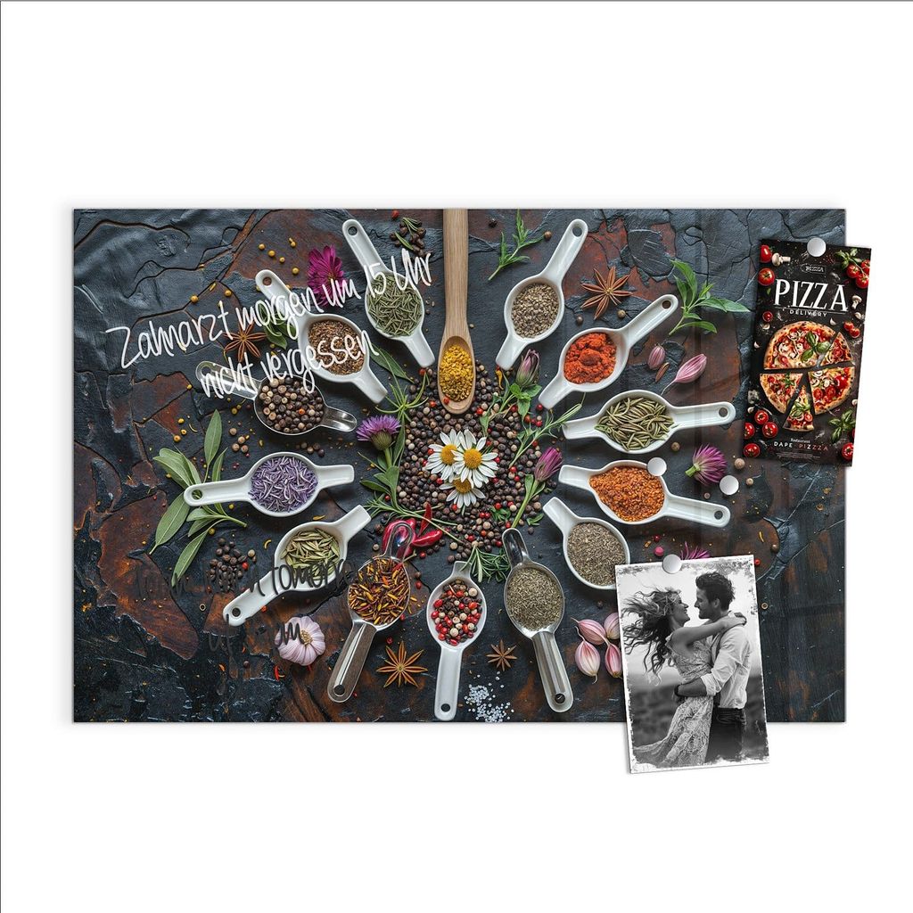 Magnettafel 60x40cm Pinnwand Whiteboard beschreibbar - Kräuter und Gewürze