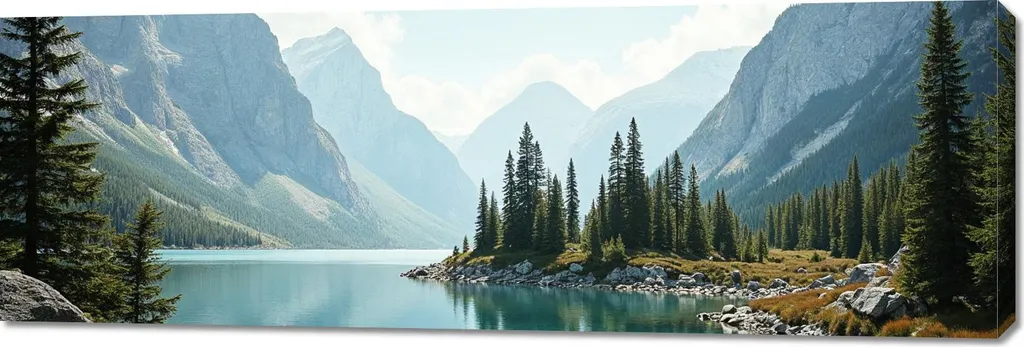 Quadro Panorama Montagne 150x50 cm - Tela per Soggiorno e Camera