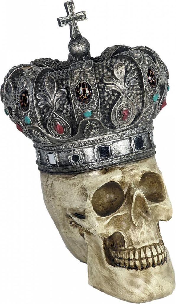 Beiger Totenkopf mit verzierter Königskrone 25cm