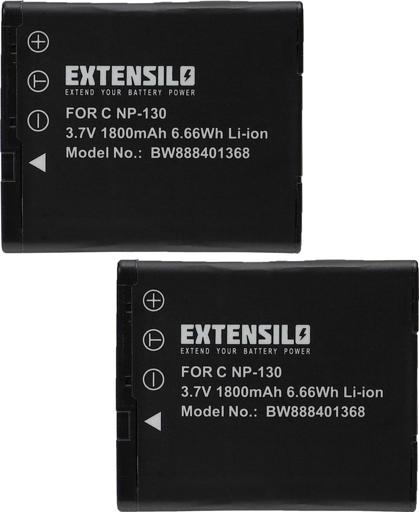 EXTENSILO 2x Akku kompatibel mit Casio Exilim EX-ZR700BN, EX-ZR700BK, EX-ZR700WE, EX-ZR700PKC, EX-ZR750 Kamera (1800 mAh, 3,7 V, Li-Ion)