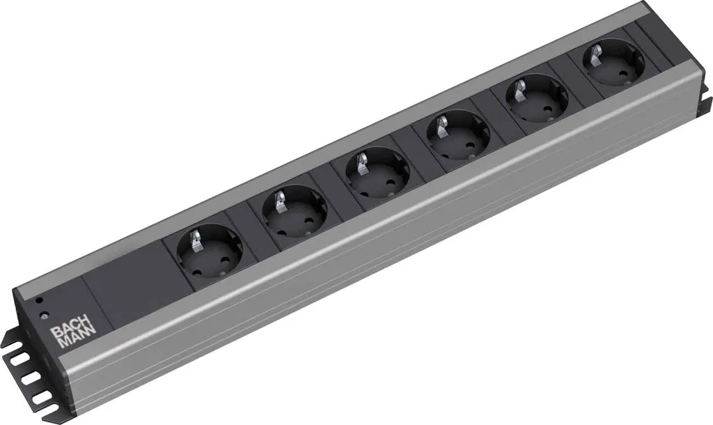Bachmann Handwerkerleiste 6x Schutzkontakt, 48,30cm (19") -Rack kompatibel, 2 m (300.000)