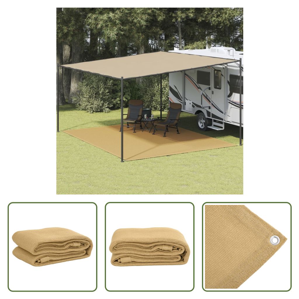 The Living Store Zeltteppich Sandfarbe 400x500 cm HDPE