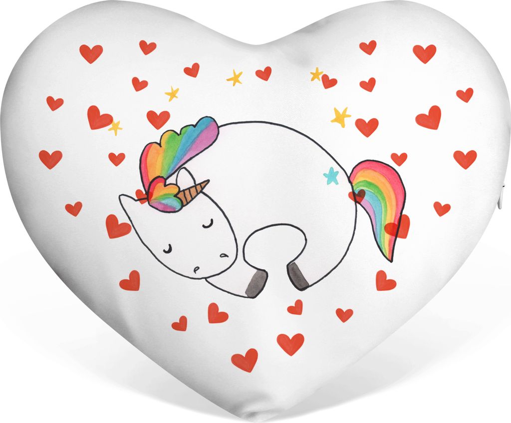 Mr. & Mrs. Panda Sofakissen Einhorn Nacht - Weiß - Geschenk, Herzkissen, Dekokissen, Menschen, Unicorn, Einhörner, Freundin, Kuschelkissen, Träu...