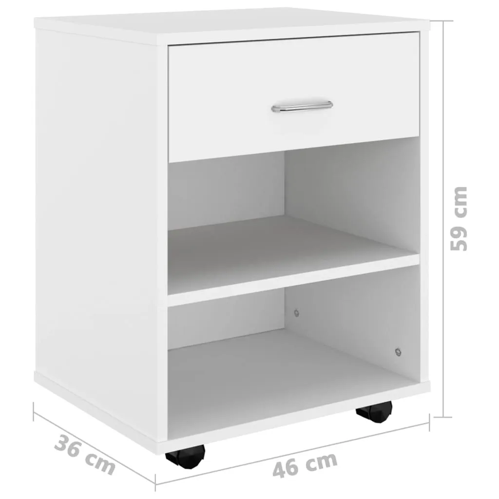 Desserte de bureau blanche 46x36x59 cm rangement d'appoint bois composite - 8