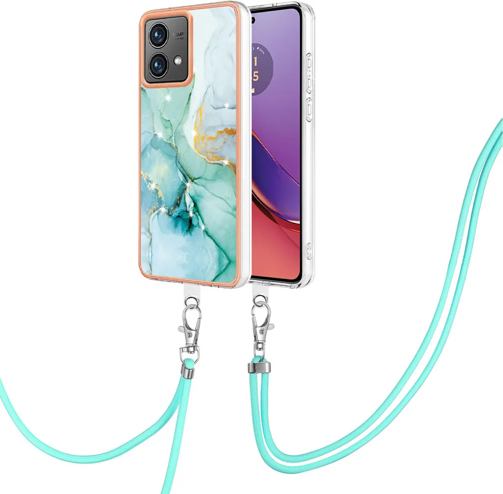 Custodia con cinturino per Motorola Moto G84, paraurti in TPU morbido, custodia protettiva, con cinturino regolabile verde
