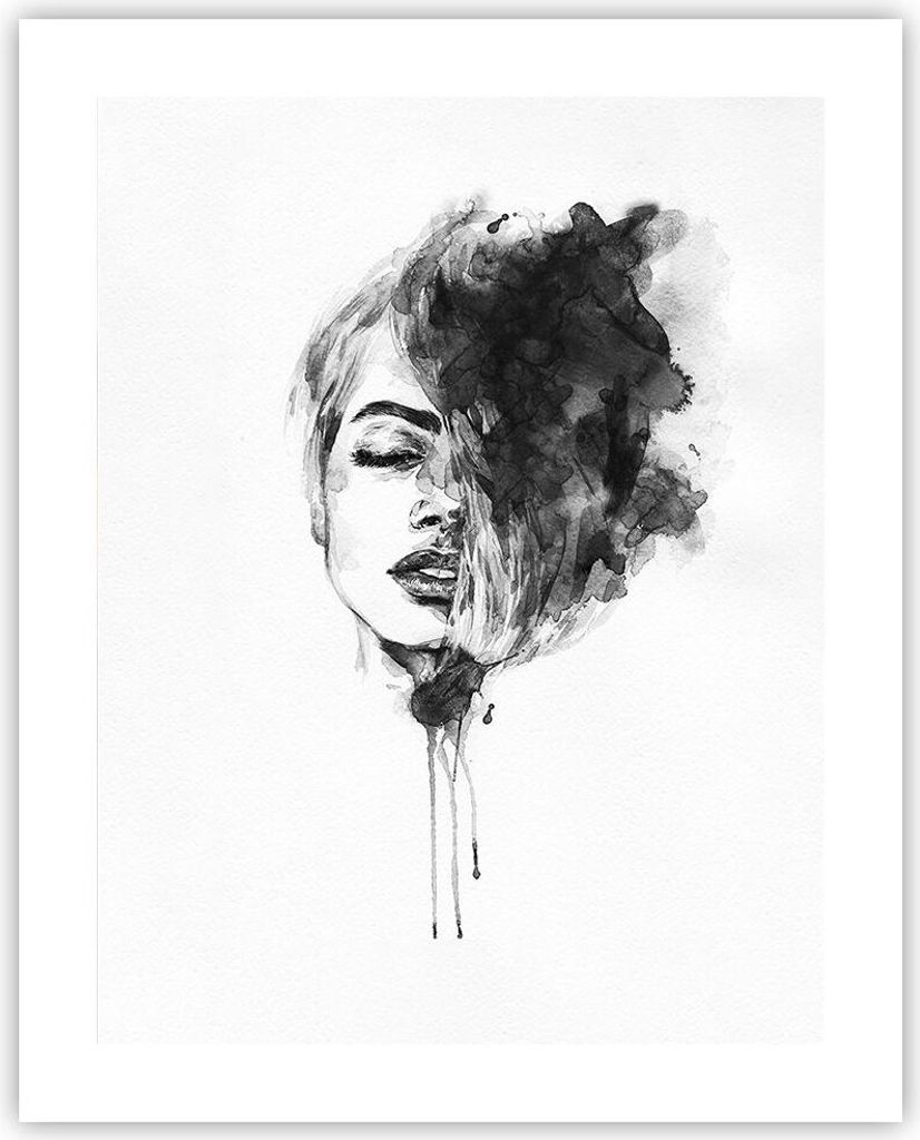 Poster - Poster ohne Rahmen - Frau Gesicht Abstraktion - 40x50 cm - Wand Bild - Wanddeko - Wandbilder - Kunstposter - Wandposter - Bilder - Kunstdr...