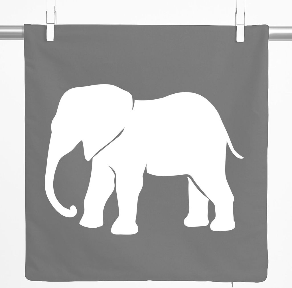 Huuraa Kissenbezug Elefant Silhouette 40x40cm Steel Grey Baumwolle Dekokissenbezug Geschenkidee