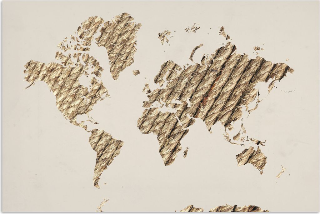 MuchoWow Poster Weltkarte - Seil - Braun 180x120 cm - Fotoplakat