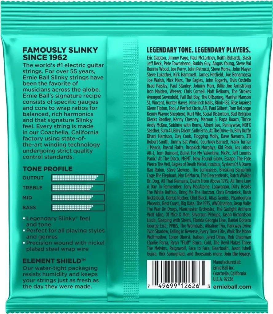 Cordes Guitare pour Accordage Grave Ernie Ball 2626 .012-.056