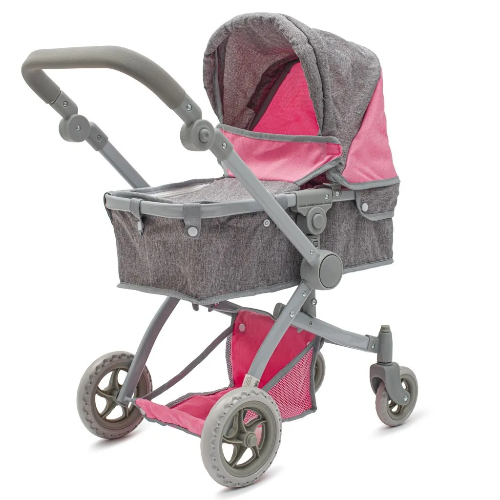 Landau Poupée Baby Mix Sophie avec Nacelle Amovible et Guidon Réglable