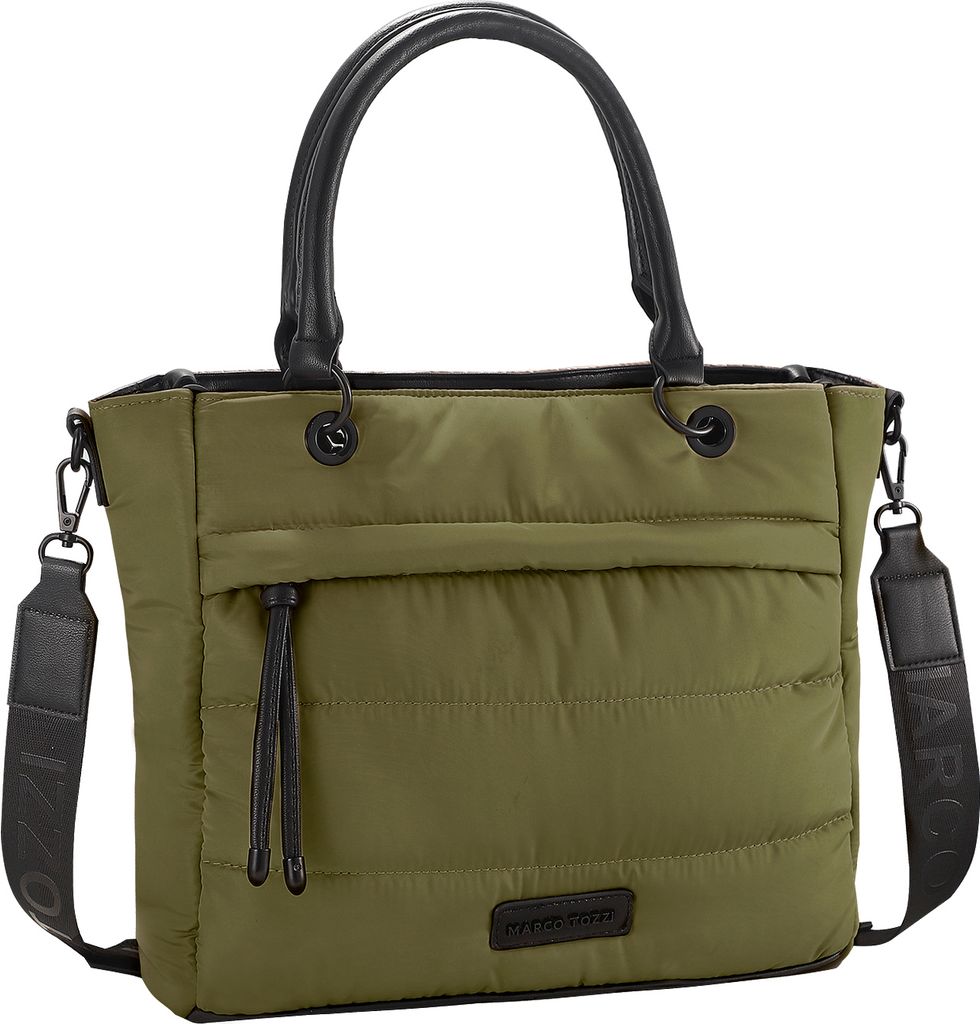 MARCO TOZZI Damen Henkeltasche Textil trendstark mit Umhängeriemen 2-61023-41, Farbe:Grün