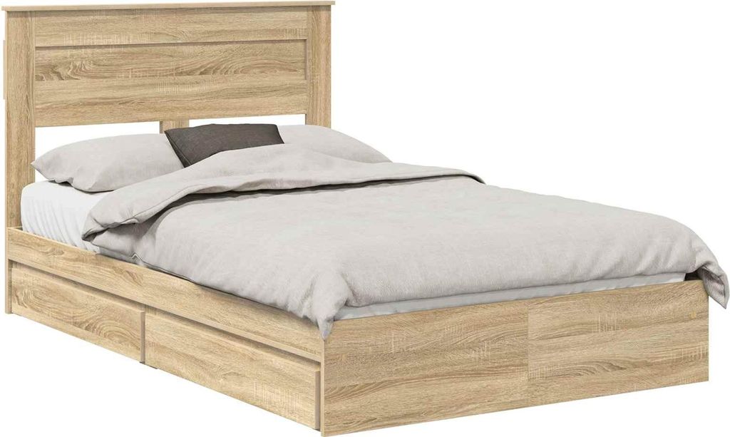 vidaXL Aufbewahrungsbett Sonoma-Eiche 135 x 190 cm Holzwerkstoff