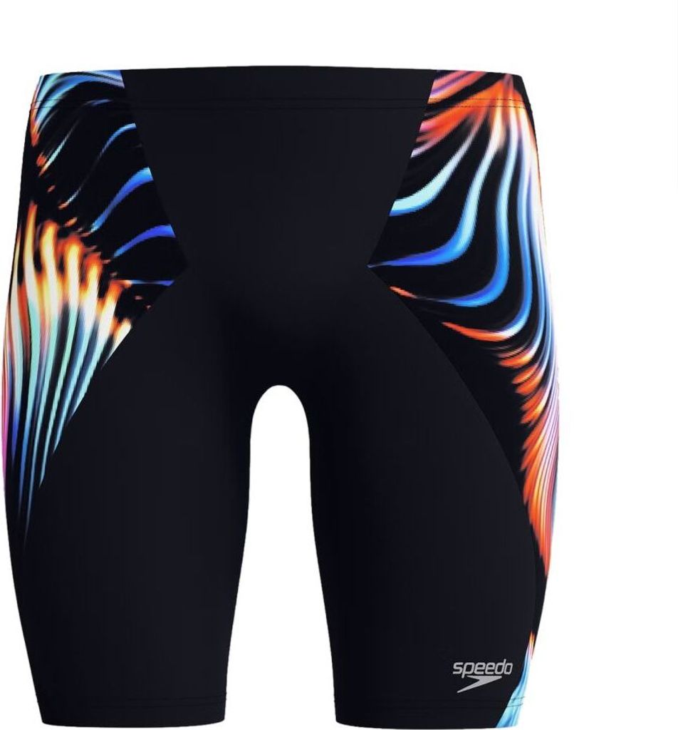 Speedo Club Training Bedruckte Schwimmhose mit V-Cutt Herren marineblau orange Gr 4