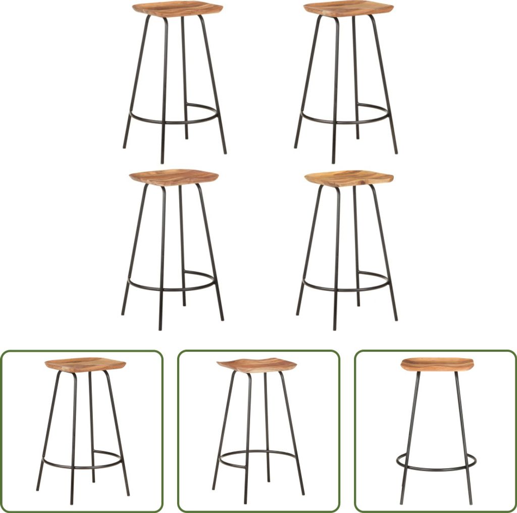 The Living Store Barhocker 4 Stk. Massivholz Akazie