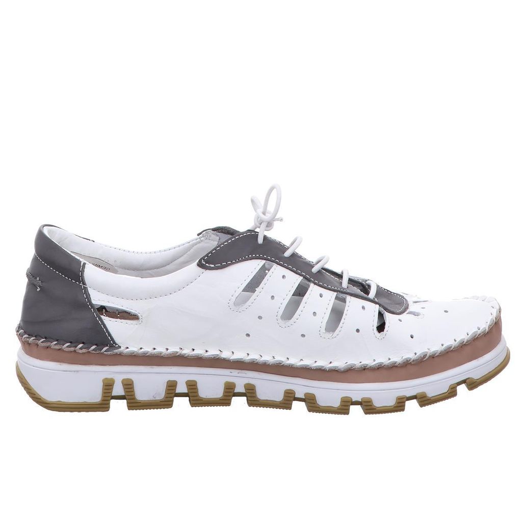 Gemini Damen Sneaker Leder Cutouts sportliche Schnürschuhe 382345, Größe:40 EU, Farbe:Weiß