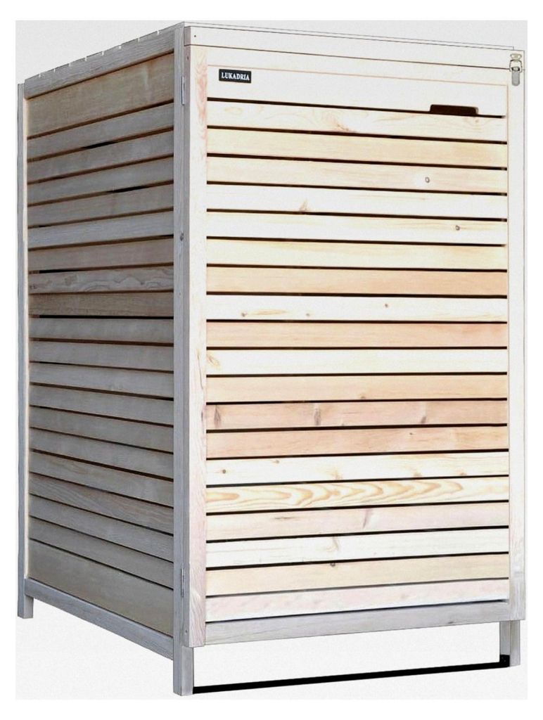 Mülltonnenbox Adria24 für 1 Tonne Mülltonnencontainer aus naturbelassenem Holz 120L - 240L vormontiert mit Rückwand
