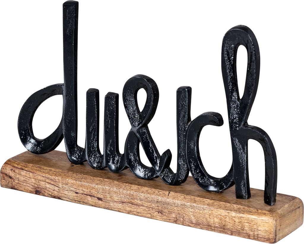 Schriftzug Du Und Ich L25cm Schwarz Mango Holz Tisch-Deko Geschenk Aufsteller