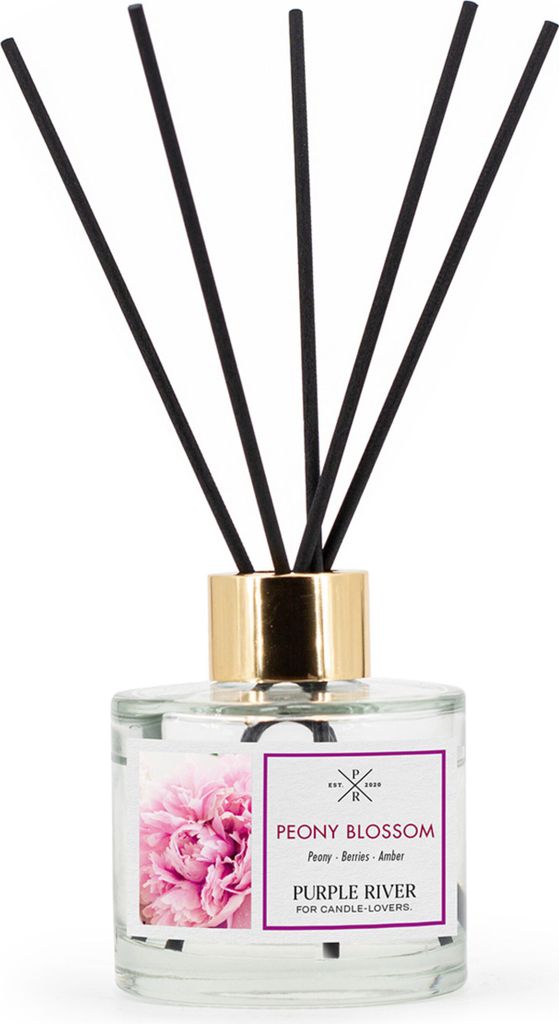 Reed Diffuser, Aroma Diffuser, Duftöl Diffuser | Peony Blossom | 100 ml, Glas, ohne Flamme & Strom, für Wohnzimmer