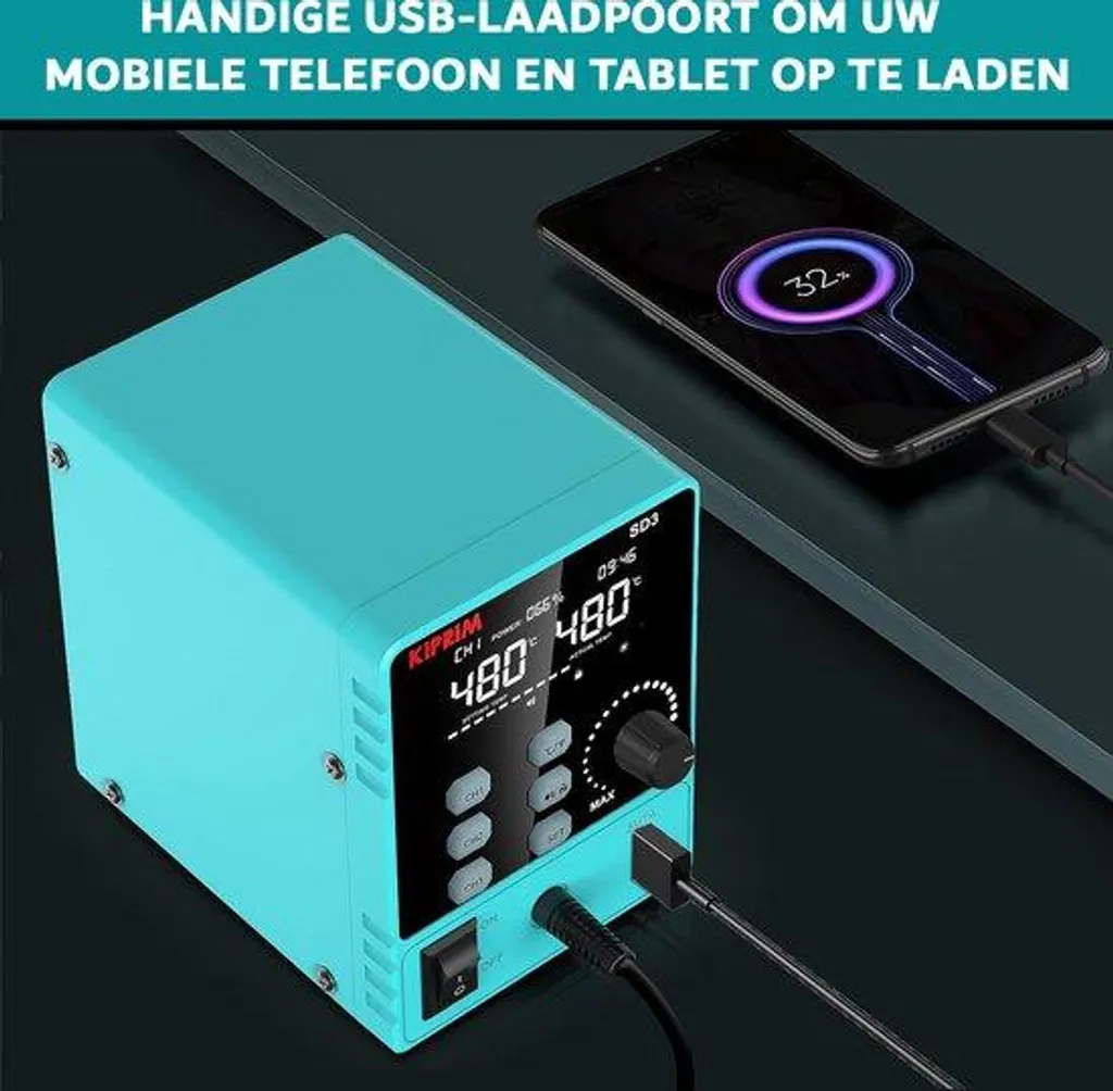 Lampe de soudage numérique réglable 200-480°C avec kit de 3 canaux