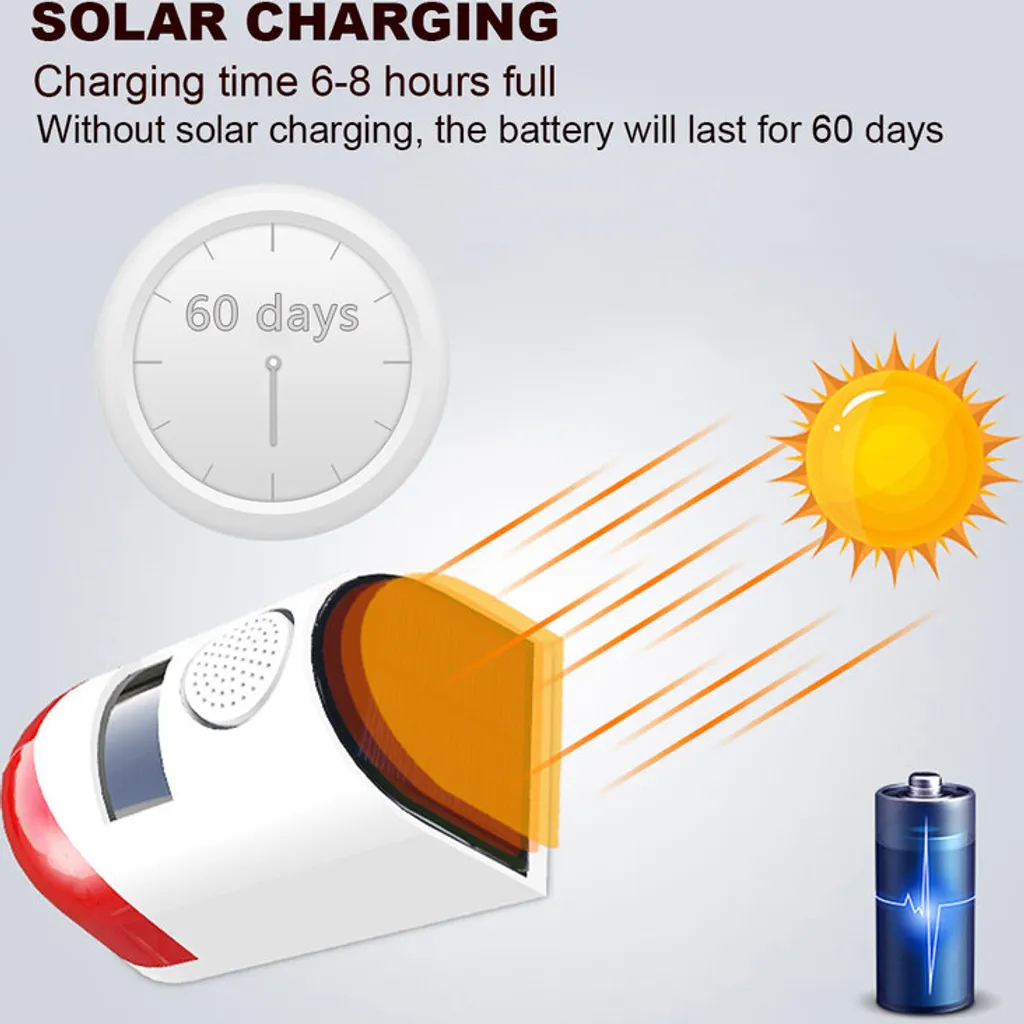Alarme PIR Solaire Étanche 120dB avec Télécommande sans fil 433 MHz - 5