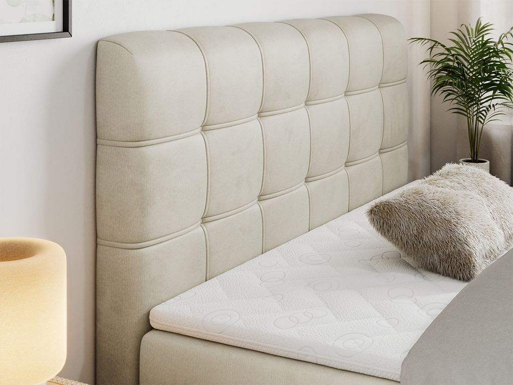 Boxspringbett zwei Bettkästen, Doppelbett mit Kopfstütze - Produktbild 
