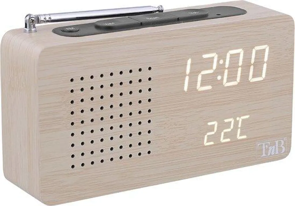 Réveil bois LED anti-éblouissement avec radio FM pour un réveil sans stress